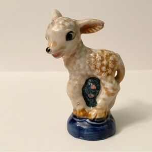 Vintage Occupied Japan Ceramic Lamb Planter Figurine Miniature